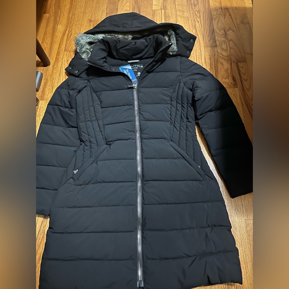 Nautica Black Long Winter Coat/Jacket